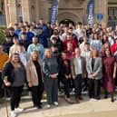 Launch of Talent Hub 2025 at Ulster University’s Derry campus, included are representatives from Ulster University Business School, FinTrU, Derry Chamber of Commerce and participating students.