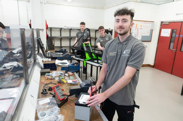 Students learning new skills at the NWRC and ATU electric vehicle course which is hosting an information evening in Springtown Campus on Monday, February 3 at 6.00pm.