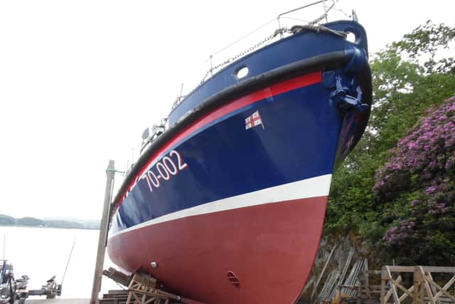 Gracie, as she is affectionately known, is a RNLI Clyde Class lifeboat designed by John Tyrrell of Arklow and built by Yarrow’s on the Clyde in 1965. The Clyde Class was unique, the largest class ever built for the RNLI, and the only class ever designed to be permanently manned. Gracie and her crew served with great distinction both at Kirkwall and Clovelly, being launched 197 times and saving 86 lives. When withdrawn from service in 1988, she was sold to the Icelandic Lifesaving Association and became the Reykjavik lifeboat, where she served with further and great distinction until 2002.