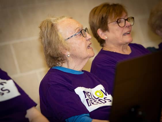 One of the Mellow Deeds choir in full flow on Friday morning. (Photo: Jim McCafferty Photography)