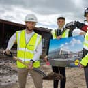 Pictured (l-r) are Eddie Murnin, Associate Director, GEDA Construction, Councillor Ciarán McQuillan, Lord Mayor of Causeway Coast & Glens and Ivan Ryan, Regional Managing Director, Lidl NI.