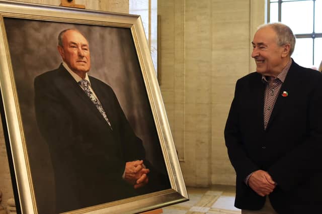 Former Assembly Speaker Mitchel McLaughlin with his new portrait