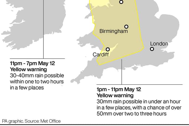New weather warnings for rain ahead of expected hottest day of the year