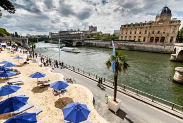 A photo of an urban pop-up beach, which is brought to Paris between July and August annually was included as an 'illustrative example only' in the report.