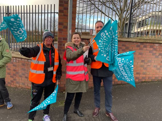 Tanya Wakeley (centre) on a previous strike