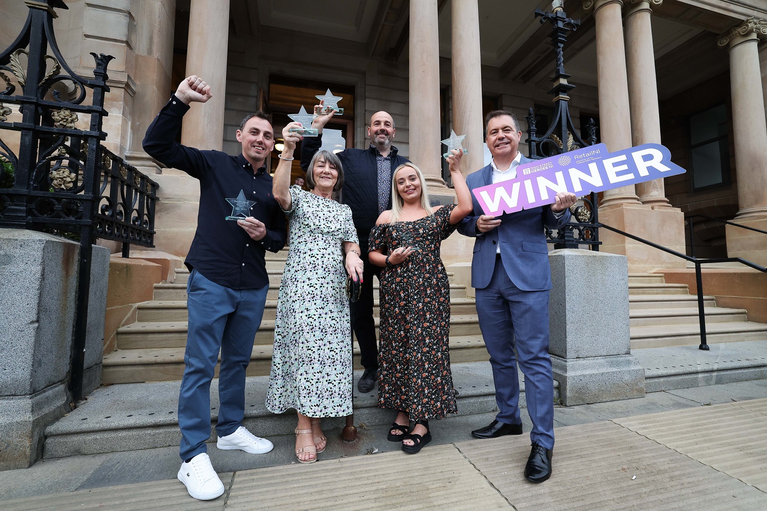 Pictured (left to right) are Eoghan Jordan, Trish McGuckin, Joe Bradley, and Danielle Walsh of Bradley’s Centra, Maghera, with Glyn Roberts, Chief Executive, Retail NI.