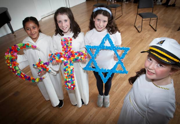 Ghada Ataoui, Aldara and Anais McDonald-Infante and Katie McBride as Captain Abraham, pictured after last week’s performance at the Playhouse. (Photos: Jim McCafferty Photography)
