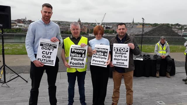 Organisers of Day of Action against Funding Cuts: Speakers: Christopher Cooper, Charles Lamberton, Alison Walace and John Lynch.