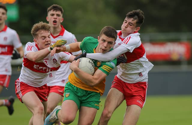 Derry defeated Donegal at Killyclogher. Pic by Mark Doherty.