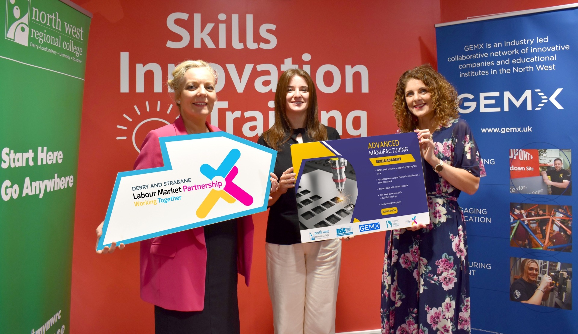 NWRC Business Skills Manager Sinead Hawkins pictured with NWRC Business Development Executive Sinead Milligan and GEMX NW Project Director Joanne Sweeney at the launch.