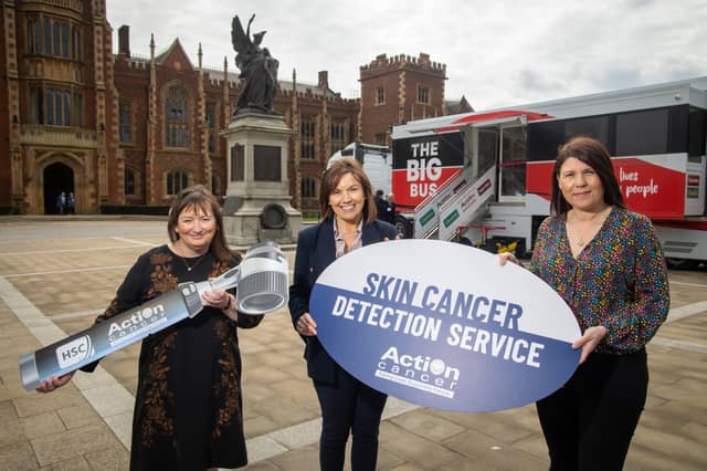 Iona McCormack (Senior Skin Cancer Specialist Nurse, Action Cancer), Sharon Gallagher (Deputy Secretary, SPPG, Department of Health) and Carol Marshall (Recent Service User).