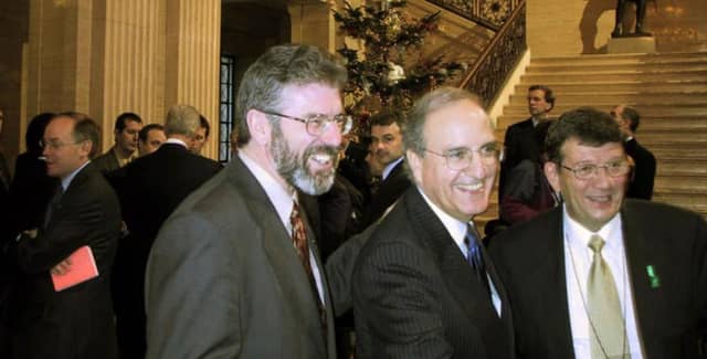 Pat Doherty, right with Gerry Adams and Special Envoy for Northern Ireland George Mitchell