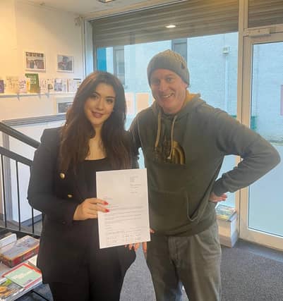 East Derry SDLP MLA Cara Hunter with Greysteel resident Kevin McGlinchey who has been lobbying the department on the flooding issues.