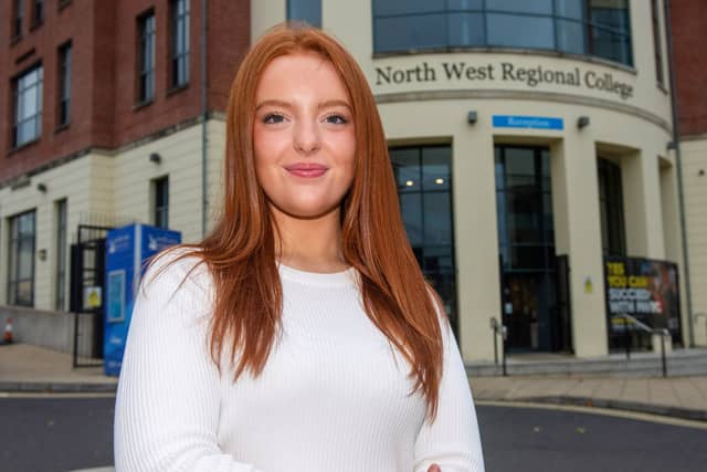 NWRC student Aileen Barber who has now progressed to Queen’s University Belfast, and was awarded a £22k scholarship by JP McManus.