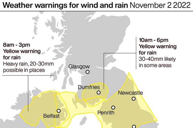 Weather warnings of strong winds and heavy rain set to batter parts of UK