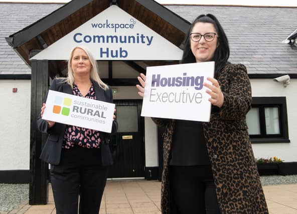 Cathy Wright (right), Housing Executive, and Georgina Grieve, chief executive of the Workspace Group, urge local people to register their interest if they would like to live in social housing.