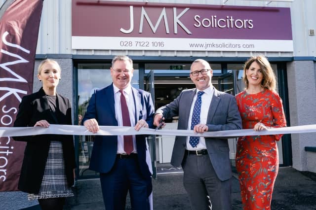 Olivia Meehan, Legal Services Director JMK Solicitors, Jonathan McKeown, Chairman JMK Solicitors, Aidan O’Kane, President Derry Chamber, Maurece Hutchinson, Managing Director JMK Solicitors.