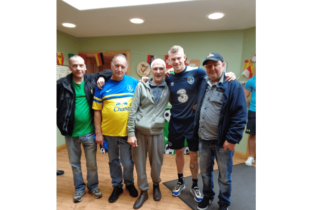 Residents enjoy a visit from Republic of Ireland International footballer, James McClean