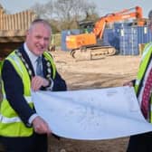 Council Chair Paul McLean with DAERA Minister Edwin Poots at the announcement of the refurbishment.
