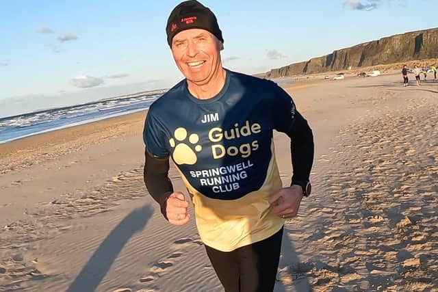 Having witnessed the positive effect Iain's dog Mac has on his life, Jim decided to start raising funds for the Guide Dog charity.