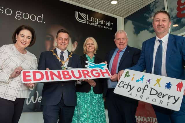 The launch of the LoganAir flights from City of Derry Airport (CoDA) to Edinburgh.