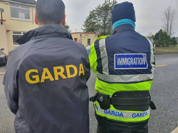Gardai pictured at the Donegal-Derry border.
