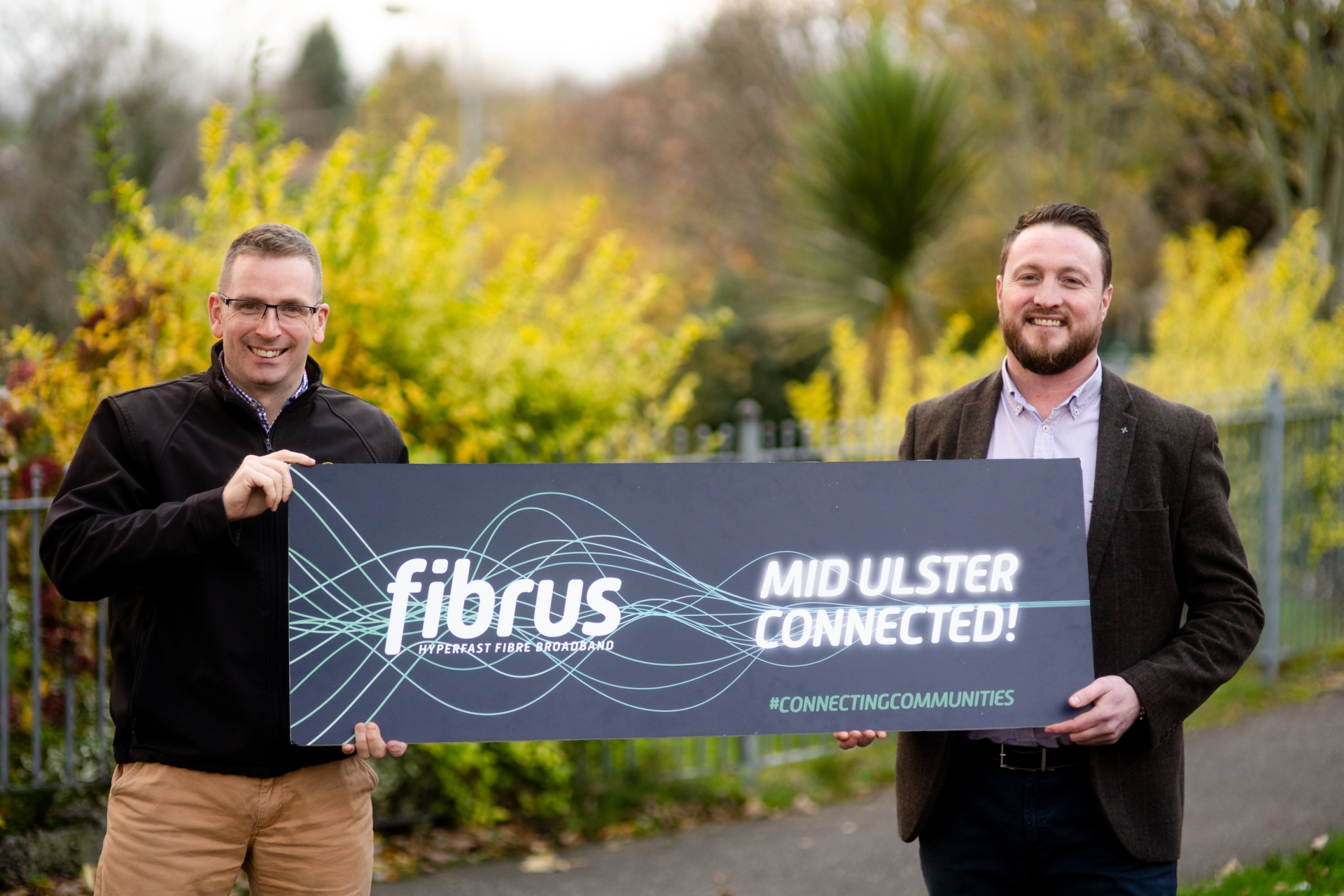 Joe Diver, Brand and Marketing Manager at Fibrus, and  James Graham,South Derry/Londonderry Ulster Farmers’ Union GroManager.