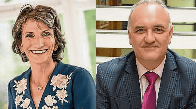 Marie Lindsay, winner of Lifetime Achievement Award and Michael Allen, Head Teacher of the Year.