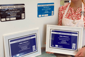 Michelle Devine at The Cottage Coffee Shop with their awards