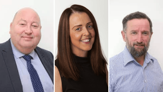 Cllrs Adrian McQuillan, Cara McShane and William Duddy.