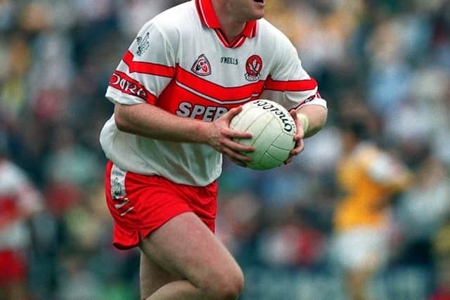 The following year, 1992, Derry won the first of four league titles. A week after beating Tyrone in the league decider, Heaney hammered in an early goal to sink Tyrone. After blowing a lead in Castleblayney, it took a Bateson goal to help Derry stem Monaghan's late tidal wave and Derry saw them off in a replay.