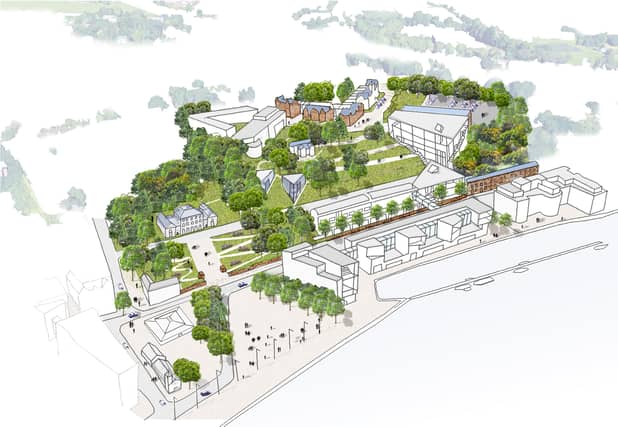 Artist's impression of an expanded Magee campus with a medical school along the riverfront