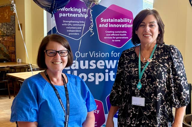 Chair of the Northern Trust, Anne O’Reilly and Chief Executive, Suzanne Pullins pictured at an event celebrating 25 years of Causeway Hospital.