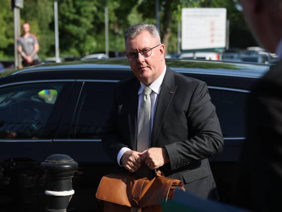 Sir Jeffrey Donaldson arriving at Newry Crown Court