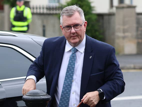 Sir Jeffrey Donaldson arriving at Newry Crown Court