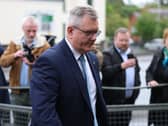 Sir Jeffrey Donaldson arriving at Newry Crown Court