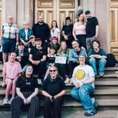 Cast and Crew wrapping on the steps of St Columb's Hall