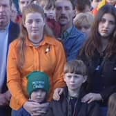 Amy Nash in her father's Arms at Bloody Sunday Memorial