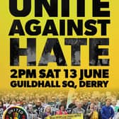Unite Against Hate rally in Derry's Guildhall Square.
