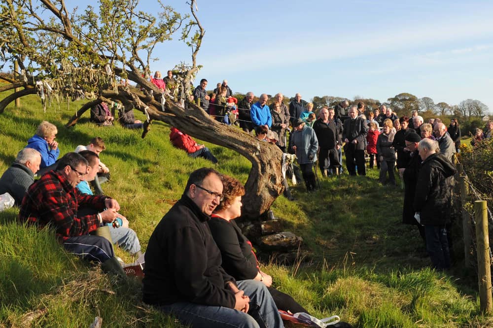Gathering at the Holy Well in Eglnton.