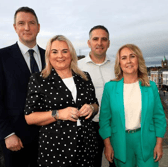 Derry Sinn Féin Assembly candidates Sandra Duffy, Christopher Jackson & Ciara Ferguson, with North Belfast MP John Finucane.