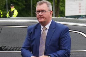 Jeffrey Donaldson outside Newry Crown Court