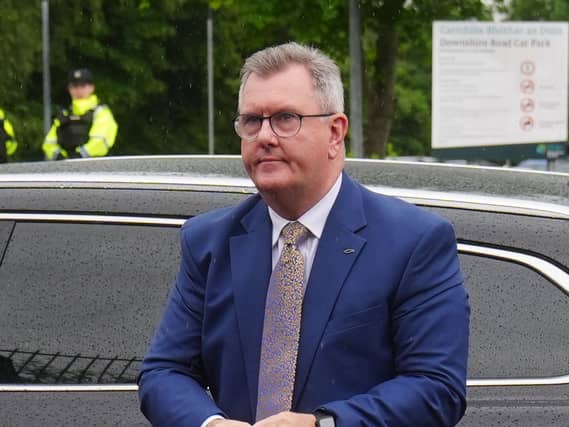 Jeffrey Donaldson outside Newry Crown Court