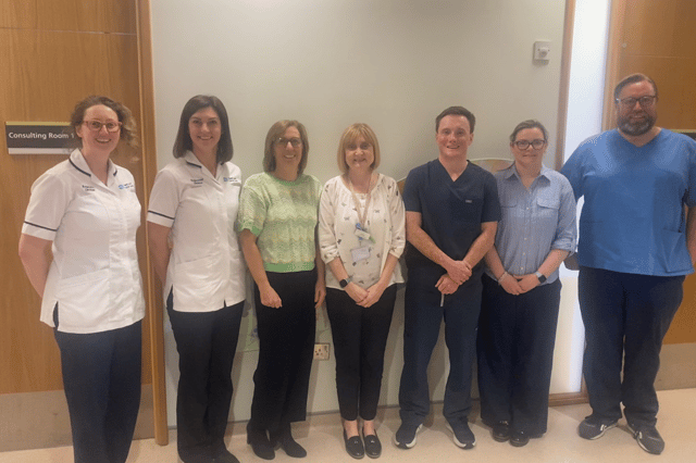 Amy Skelton Children’s Dietitian, Anne Marie Campbell Children’s Allergy Specialist Dietitian, Dr Jenny Hughes Consultant Paediatrician (specialist interest in asthma and allergy), Lesley Kennedy Paediatric Asthma & Allergy Nurse Specialist, Dr Martin Hanna Consultant Paediatrician (specialist interest in asthma and allergy), Emer Quinn Dietetic Advanced Practitioner & Andrew Gault Paediatric Asthma and Allergy Nurse Specialist.