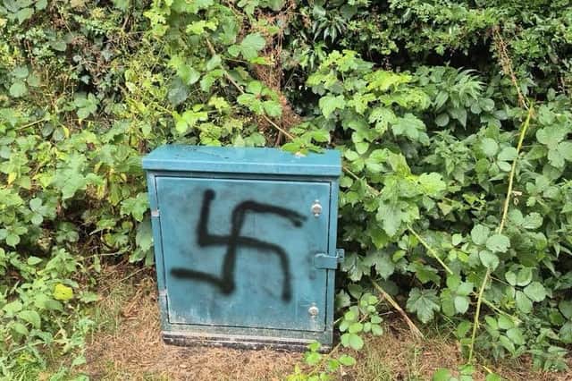 Offensive graffiti spray painted in Eglinton.