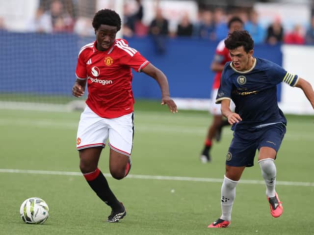 Action from the Boys' Premier fixture between Manchester United and Intercontinental FA at the 2026 Budget Energy SuperCupNI.