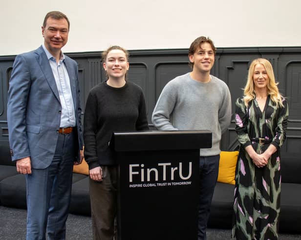 Declan Breslin, Chief Revenue Officer; Jodie Kelly, Associate; Oisin McGarvey, Analyst 2; and Sinead Carville, Chief People Officer. Jodie and Oisin both joined FinTrU through previous Graduate programmes.