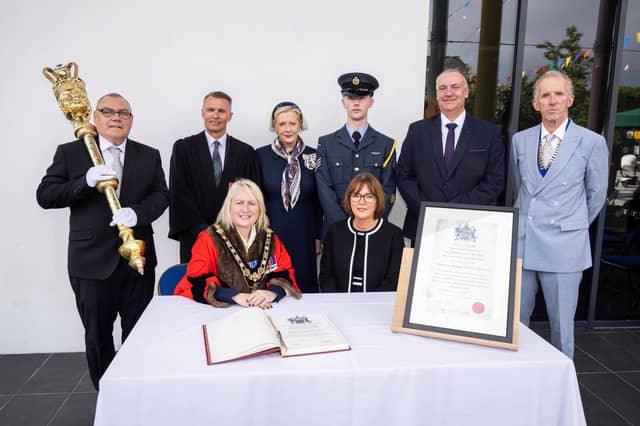 Mayor of Causeway Coast and Glens Borough Council, Councillor Dawn Huggins, Director General of the Northern Ireland Prison Service, Beverley Wall, Mace Bearer Stephen McCloskey, Chief Executive of Causeway Coast and Glens Borough Council, David Jackson, Lord Lieutenant for County Londonderry, Mrs Alison Millar, Cadet James Smallwoods, Mrs Alison Millar, Director of Prisons NI, David Kennedy, and High Sheriff, Mr Peter Jack.