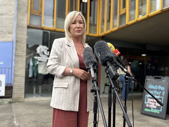 Michelle O’Neill speaks to journalists