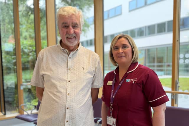 Pulmonary Fibrosis Month Patient Eric Brown and Siobhan Donnely, Interstitial Lung Disease Respiratory Nurse Specialist